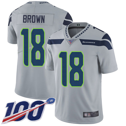 Seattle Seahawks Limited Grey Men Jaron Brown Alternate Jersey NFL Football #18 100th Season Vapor Untouchable->women nfl jersey->Women Jersey
